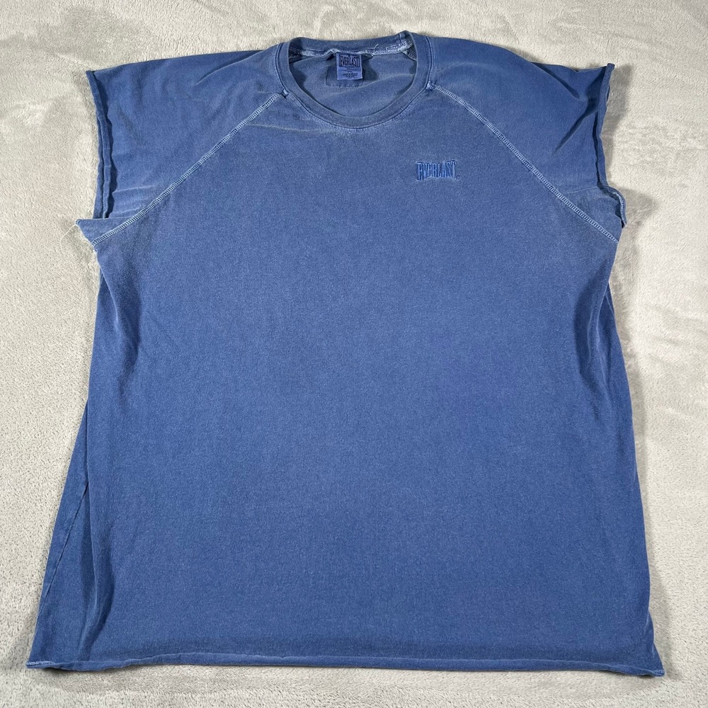 Vintage 90s Everlast Sleeveless Muscle T-Shirt Mens XXL Blue Cotton Raw Edge Gym